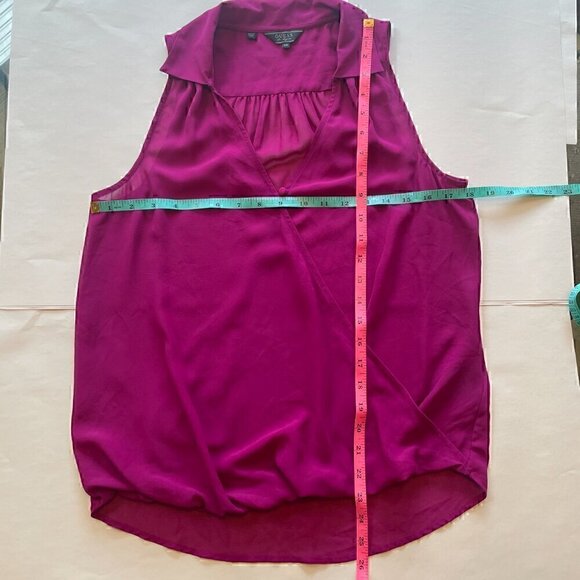 Guess Magenta Sleeveless Sheer Wrap Blouse Size XS - Picture 13 of 15